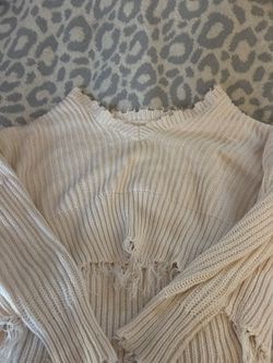 white Lined Sweater