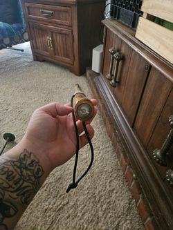 Wooden Walking Stick with Compass Handle