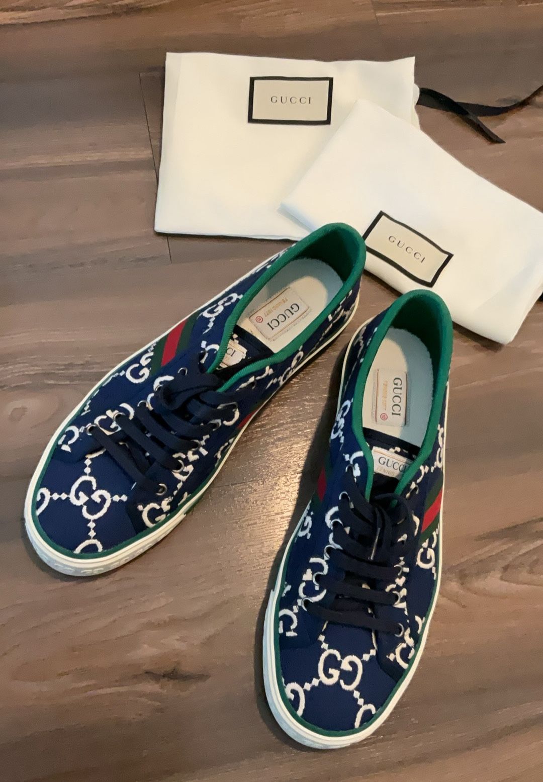 Authentic Gucci Men’s Tennis 1977 Ink Blue Shoes