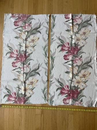 Vintage Pair MCM 1950's Bark Cloth Fabric - 2 pcs each 20" x 40"