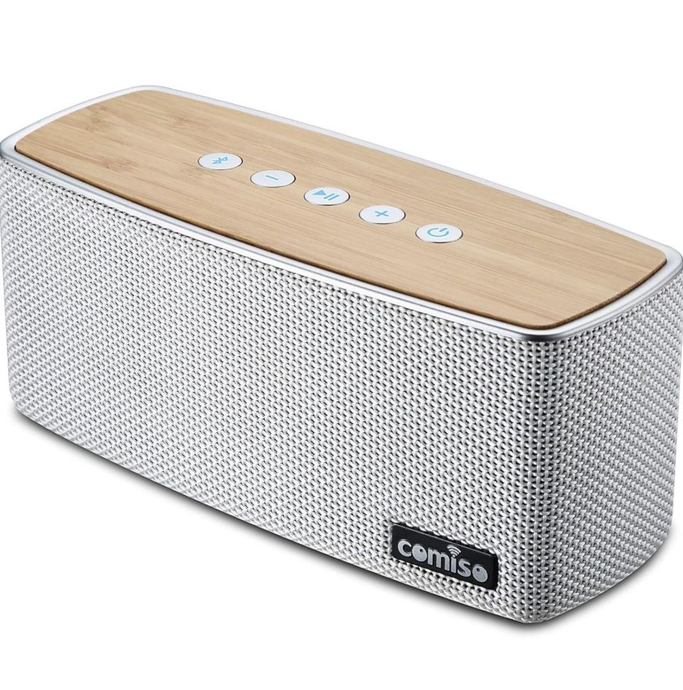 Comiso Bluetooth Speakers 20W Loud Wood Home Audio Outdoor Portable Wireless Speaker Subwoofer Tweeters for Super Bass Stereo Sound Bluetooth 5.0