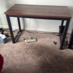 Modern Wood Top Table with Black Metal Legs, Sturdy and Clean