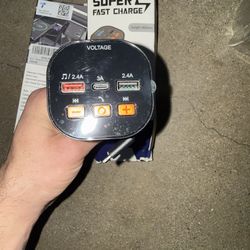 NEVER USED Super Fast Charge 4-in-1 Car Charger w/ Built-In Cables & USB-C