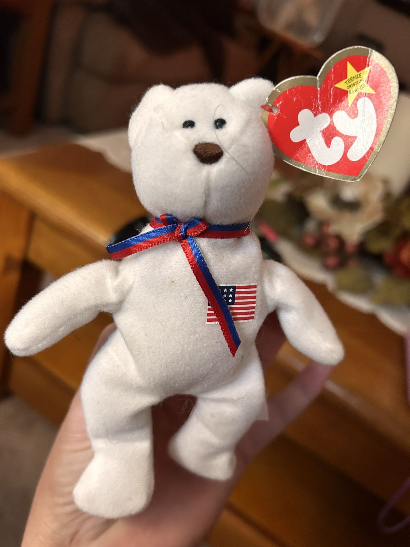 TY Original Teenie Beanie McDonalds Libearty the Bear 2000 Flag Plush Stuffed
