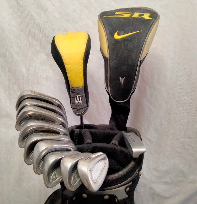 Ram Laser X2 Iron Set, Nike SQ Driver, Nike SQ 4 Wood, & Putter w/ Stand Bag Mens RH Golf Club Set 