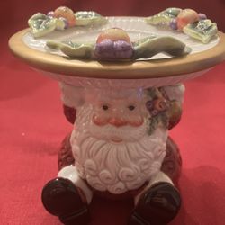 Fitz And Floyd Christmas Santa Pillar For Candle Or Candy