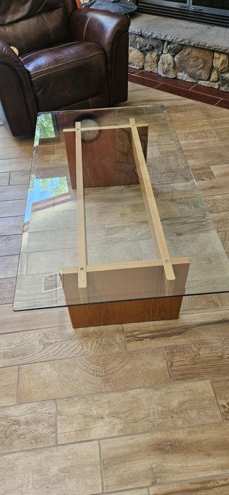 Glass And Wood Coffee Table