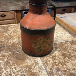 Antique Metal Can/ Hand Painted