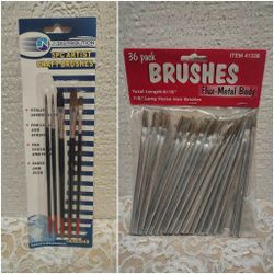 TWO NEW PACKS OF ASSORTED PAINT BRUSHES 
