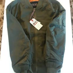 NWT Lon NYC Across The Pond Mens Medium Green Bomber Jacket MSRP $88