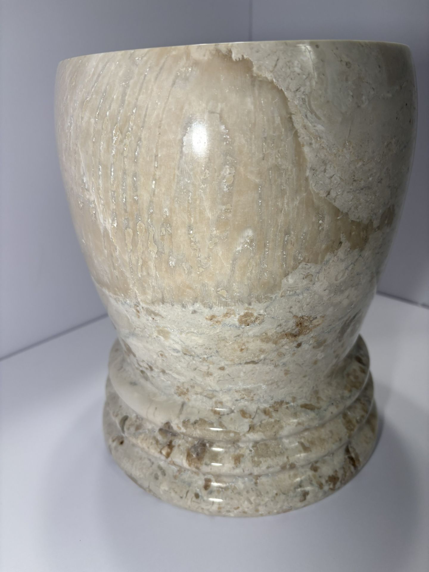 Marble Waste Basket Aladdin Style Champagne Beige Color