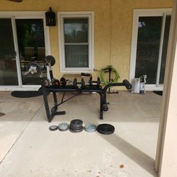 Complete Home Gym Set-189 lbs. Weights, Bench with Rack, & 4 Dumbbells 