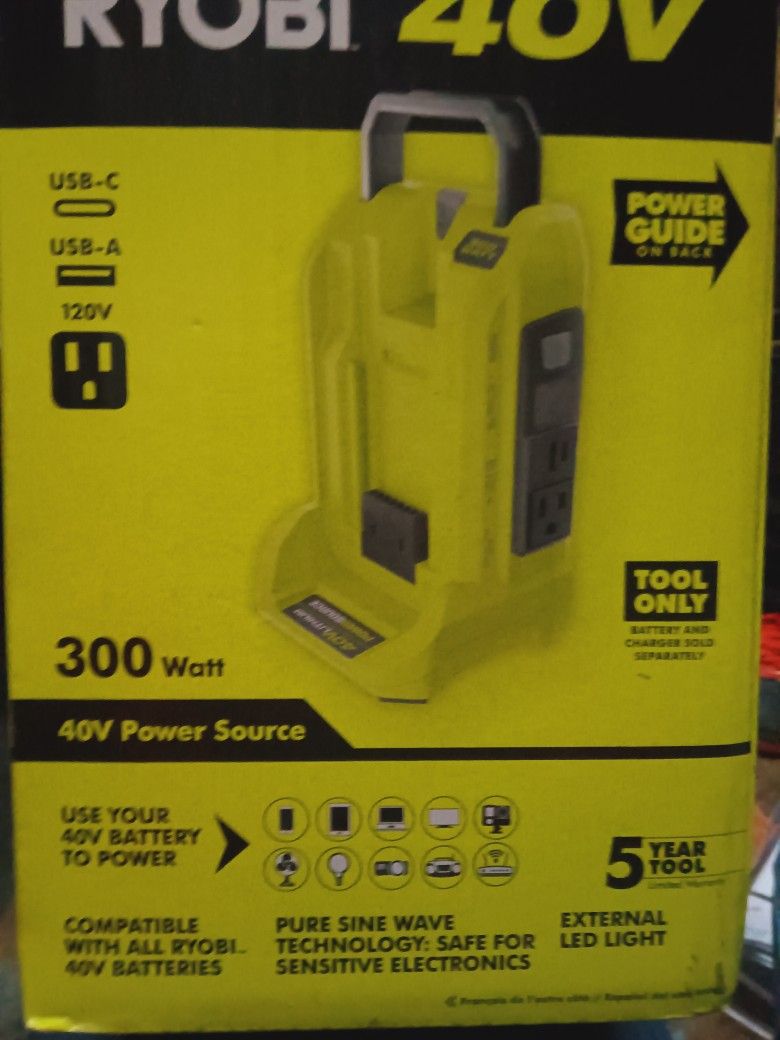 Ryobi 40v 300-watt Power Source (Tool Only)