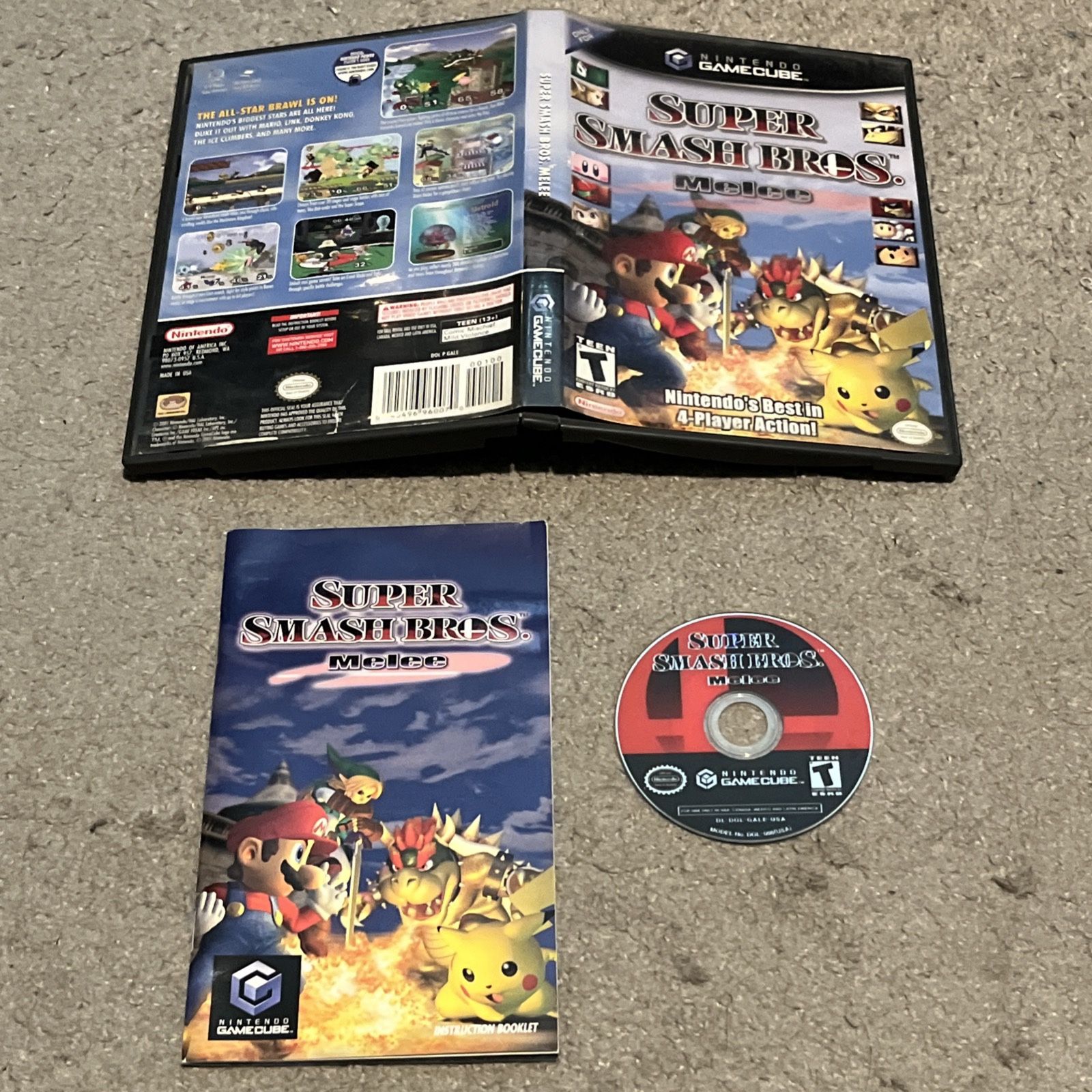 Super Smash Bros Melee (Nintendo GameCube, 2001) Complete CIB w/ Manual