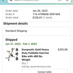 Gold Heavy Duty Foldable Exercise Bike with 400 lbs Weight Capacity