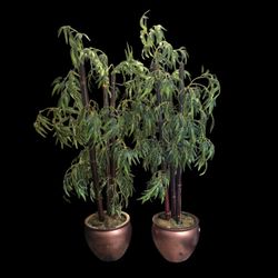 LUXE Artificial Indoor Plant Tree  Bamboo Real Wood & Silk Leaves 7ft Tall Large Plant Pot