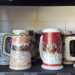 Christmas Budweiser Steins