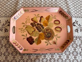 Vintage hand painted serving tray