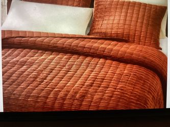 KING Wonderful Reversible Velvet Quit 3pcs set - Rust