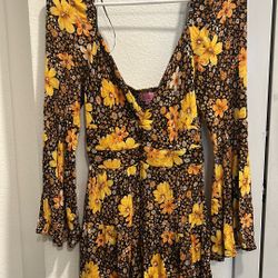 Floral Bell Sleeve A-Line Dress