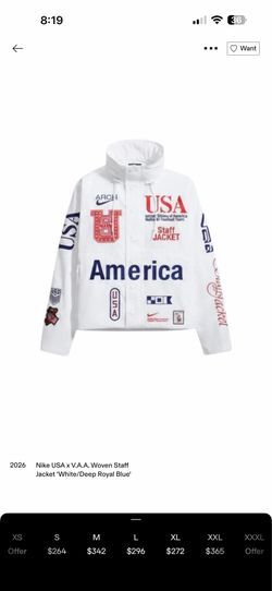 Nike USA x V.A.A. Woven Staff Jacket White/Deep Royal Blue'