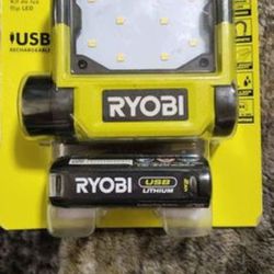 brand new Ryobi FVL52 500 Lumens Led Usb Lithium Pivoting Flip Light Kit 3-mode