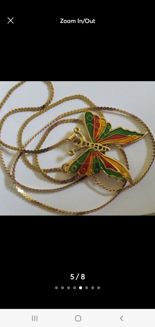 14k Gold Butterfly Necklace