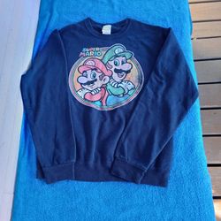 Nintendo Super Mario Bros. Mario & Luigi Back To Back Sweatshirt sz Small
