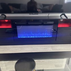 Modern Black LED Fireplace TV Stand - Like New (Under 6 Months Old)