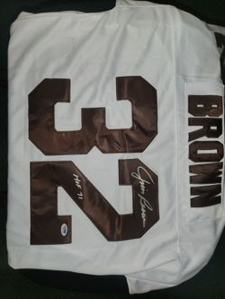 Jim Brown signed (PSA) Mitchell & Ness throwback jersey
