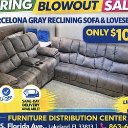 Spring Blowout Sale. Barcelona Gray Reclining Sofa And Loveseat Set Only $1099. Easy Finance Option. Same-Day Delivery.