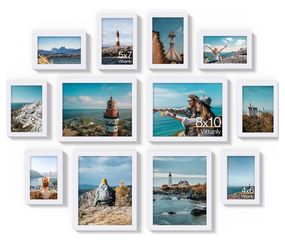 Vittanly 12 Pack Picture Frames Collage Wall Decor for Mounting or Tabletop Display, Gallery Wall Frame Set for Family, Multi Sizes Including 4pcs 8x