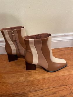 Women's Leather Ankle Boots with Block Heel