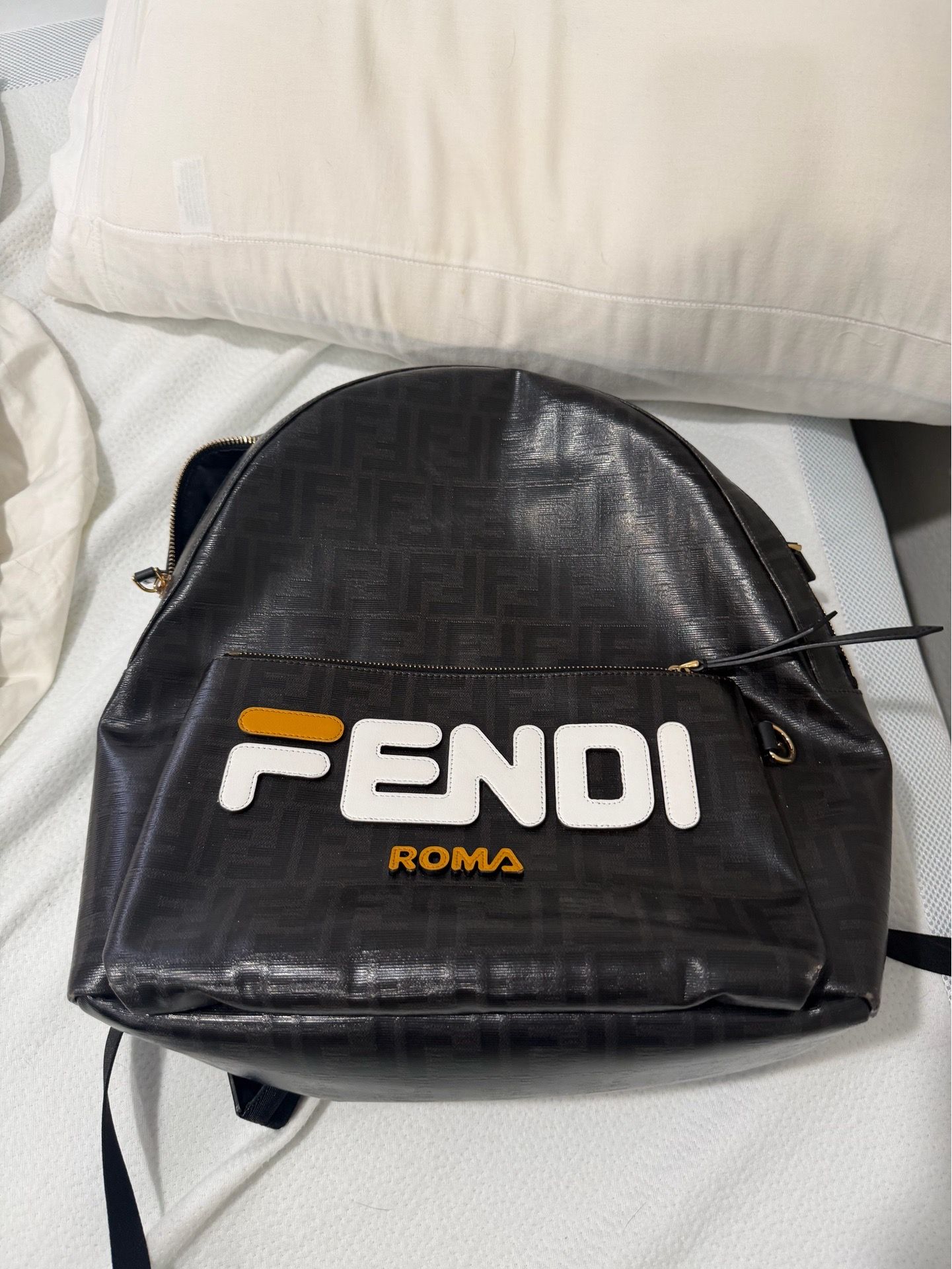 Fendi Roma Vintage Backpack – Zucca Monogram – Black