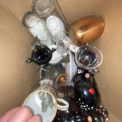 Big Box Of Antique Glasses And Cups