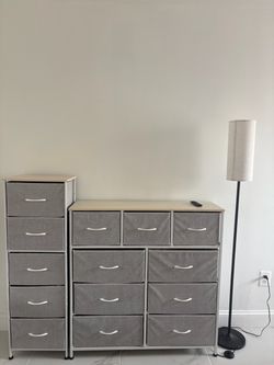 Fabric Drawer Dresser Set – 2 Units & Lamp