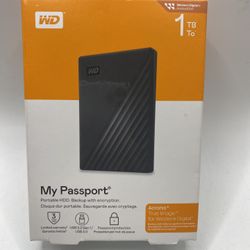 WD My Passport 1TB External USB 3.0 Portable Hard Drive Black Sealed