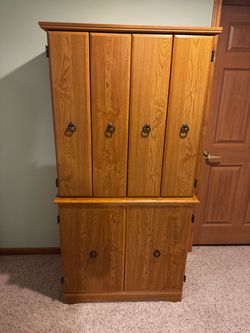 Solid Oak TV Armoire / Entertainment Center – 72” Tall – Excellent Storage
