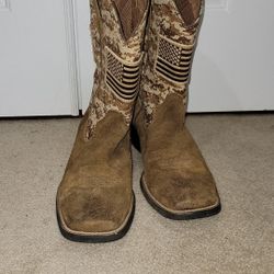 Ariat camo flag tan work boots 13 construction Hunting fishing 