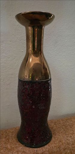 Decorative Mosaic and Brass Candle Holder