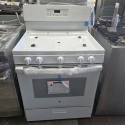 GE Gas Range 5 Burnes White 