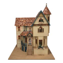 Antique 3 Story Dollhouse Fully Assembled Furnished Victorian 1:12 With Family
