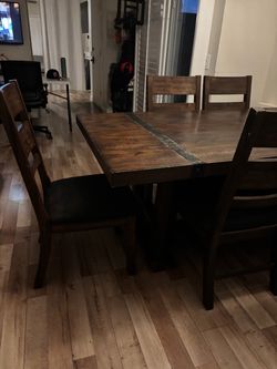 Dining table with six chairs