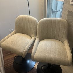 2 Tan Bar Stools With Brown Base! (Must Pick Up) 