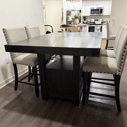  Sonoma Espresso & Beige Counter Height Dining Set - 4 Chairs, Used in Good Condition (Originally $999)”
