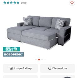 Grey and Black Sofa Sleeper Chaise Sectional