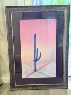 Lithograph “Prism Cactus” Saguaro D G Smith 1983 XL framed Wall Art Picture