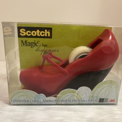 NEW Scotch Magic Tape Red High Heel Shoe Tape Dispenser & Roll Of Tape