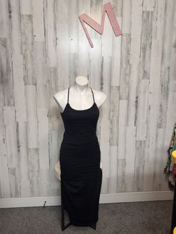 Forever 21 Black Crochet Maxi Dress – Strappy Back, Lined, Semi-Sheer Knit – Size M NWT