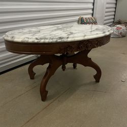 Victorian Oval Marble Top Coffee Table  